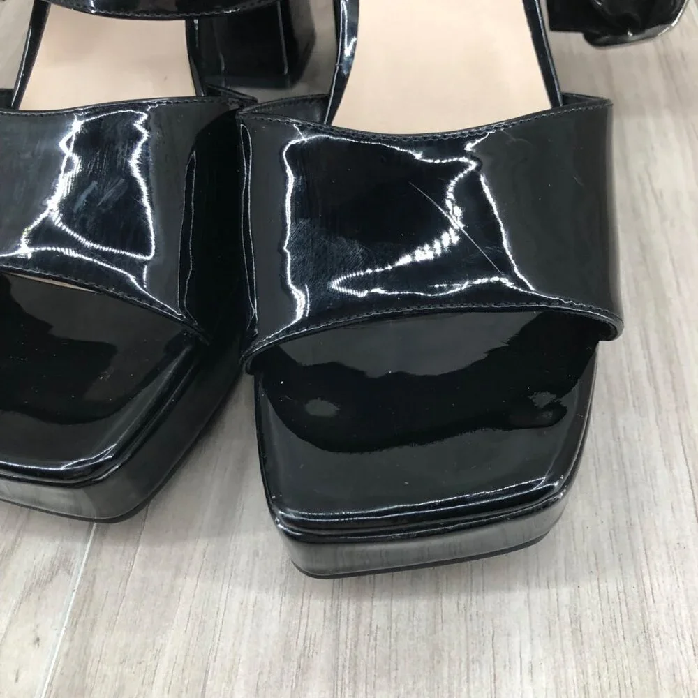 Marc Fisher Platform Sandals Womens 11M Graduate Black Buckle Strap Shoes